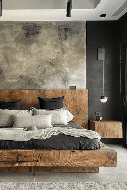 accent wall in bedroom using black paint