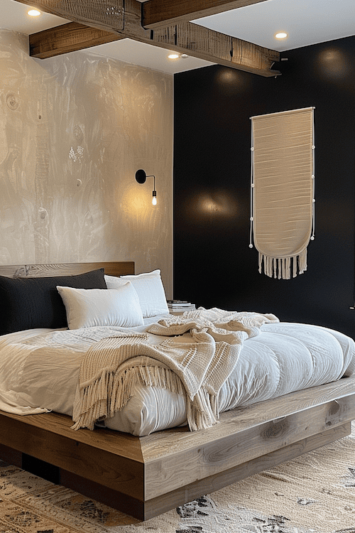 bedroom reveal with black wall