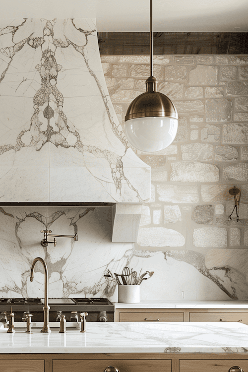 German smear style stone kitchen backsplash