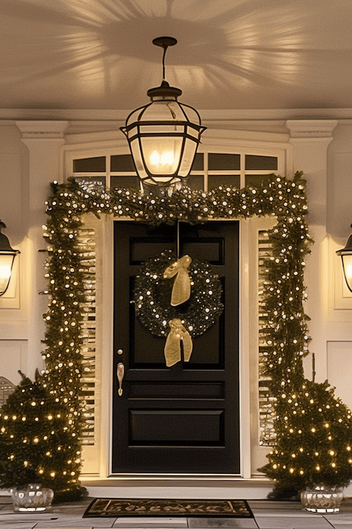 Gold Reindeer Wreath: Christmas Front Porch Decor