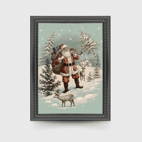 french country christmas art print santa vintage christmas