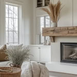 Living room with fireplace modern farmhouse style