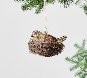a bird in a nest from a tree bird-in-nest-ornament-cottagecore-christmas
