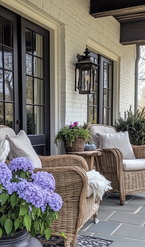 spring colors for cottage front porch spring decor