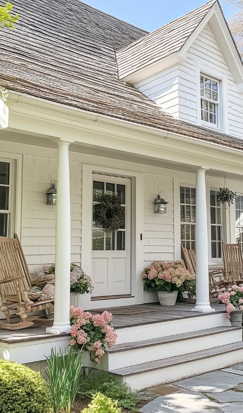 white cottage spring porch decor