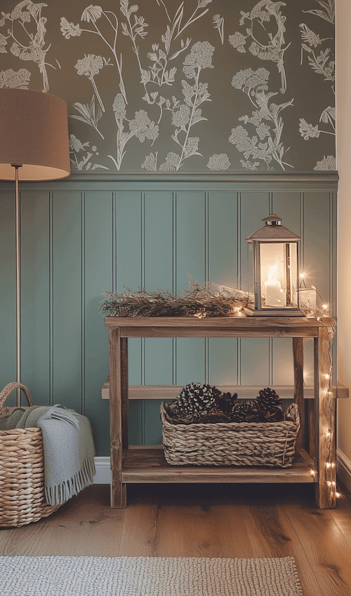 example of foyer decorated with winter decor ideas