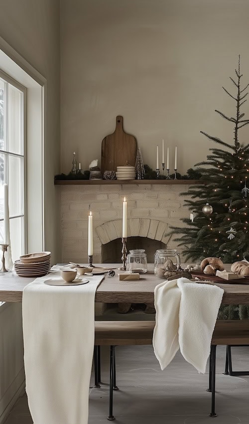 nordic cottage christmas decor in a cottage kitchen