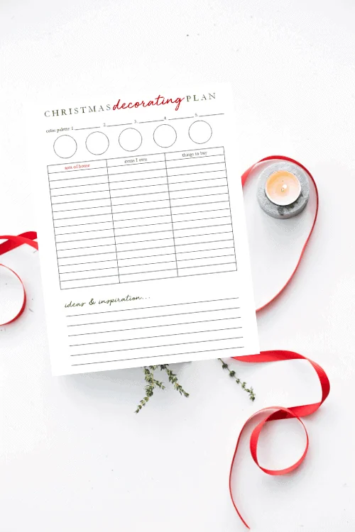 decorating plan holiday planner printable