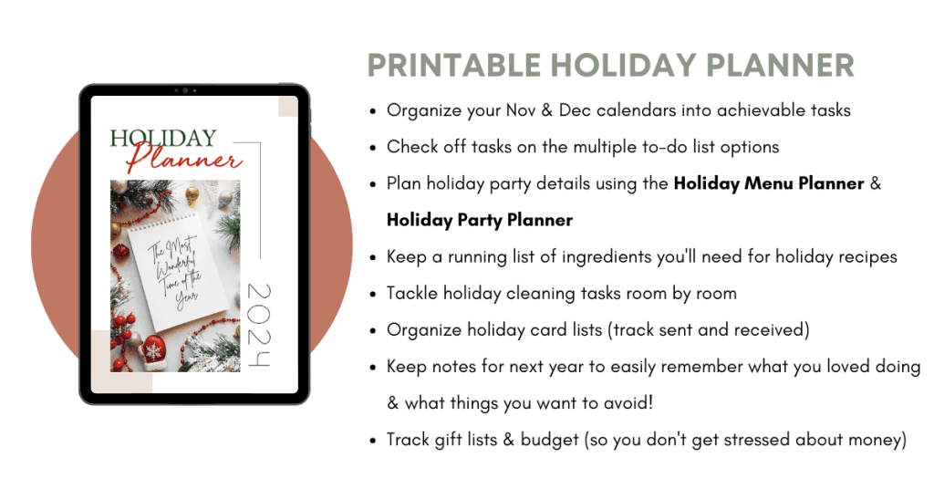 printable holiday planner details