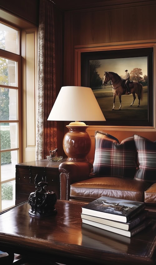 ralph lauren interiors - ralph lauren home living room english decor horses and plaid tartan