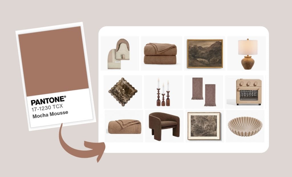 shopping for Mocha Mousse Decor -Pantone Color of The Year 2025 examples