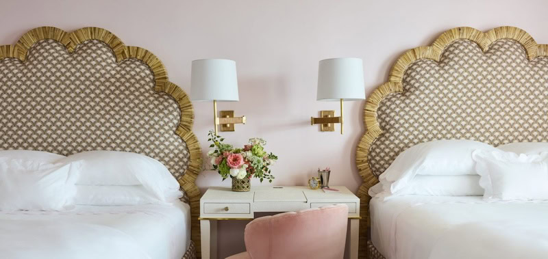 The Colony Hotel is the epitome of Palm Beach aesthetic - pink hotel room twin room