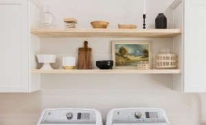 example of How to install laundry shelf over washer