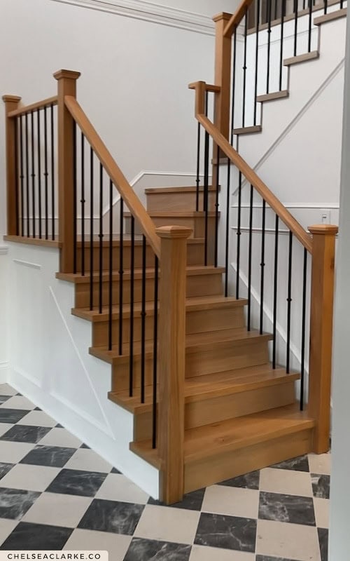 white oak stairs makeover - foyer design