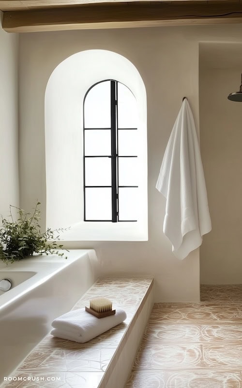 Spa-like Spanish style bathrooms