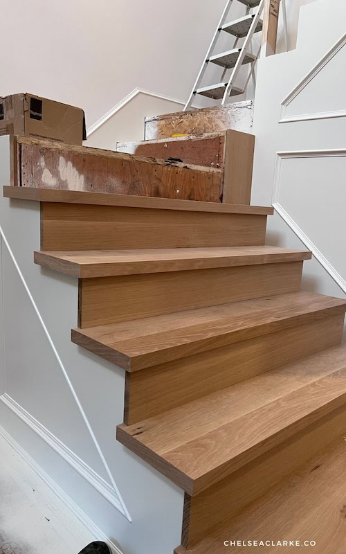 white oak stairs renovation DIY