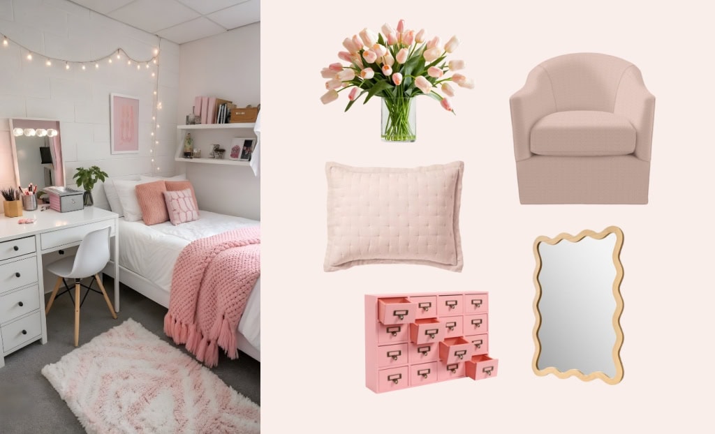 curation of Pink Dorm Room Ideas for a Girly Aesthetic