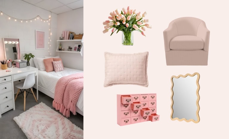 curation of Pink Dorm Room Ideas for a Girly Aesthetic