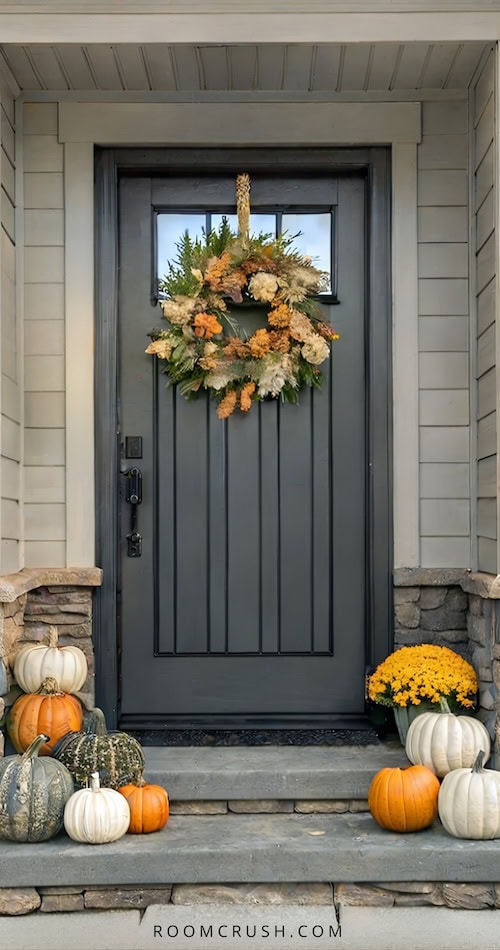 festive fall wreaths front door