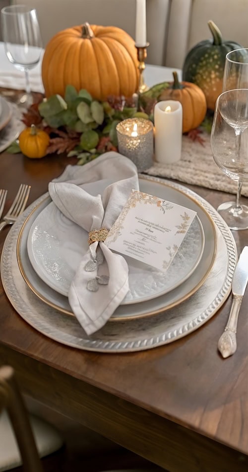 elegant thanksgiving menu place setting idea