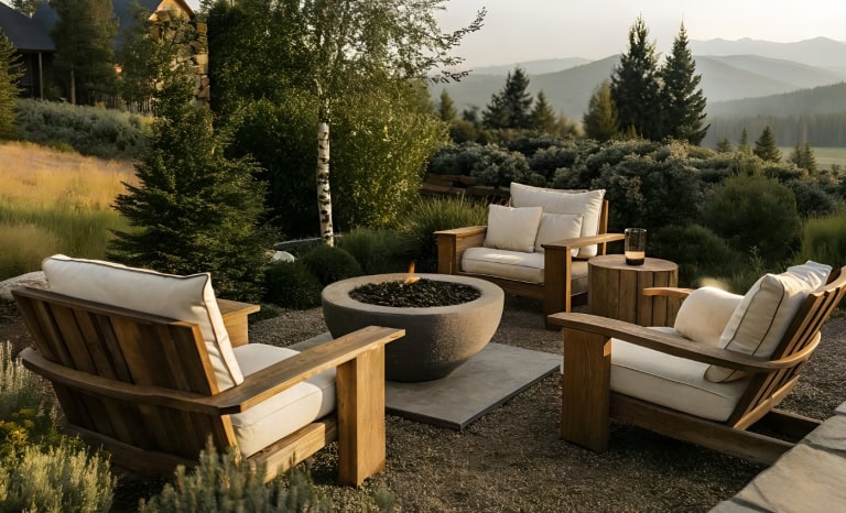 Inspiring Outdoor Fire Pit Seating Ideas with nature in background
