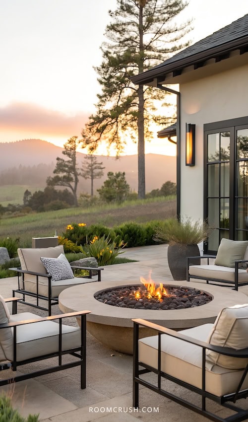 outdoor fire pit seating ideas - classy outdoor fire pit seating to watch the sunrise