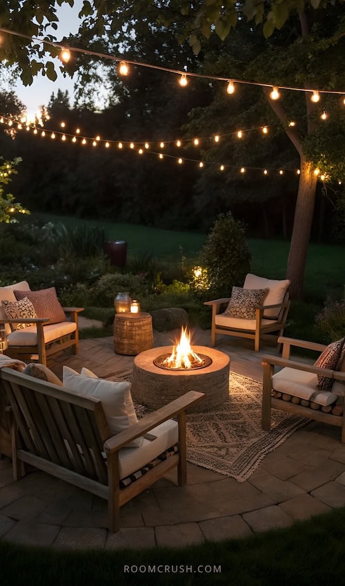 laid back outdoor fire pit seating ideas - fire pit chairs