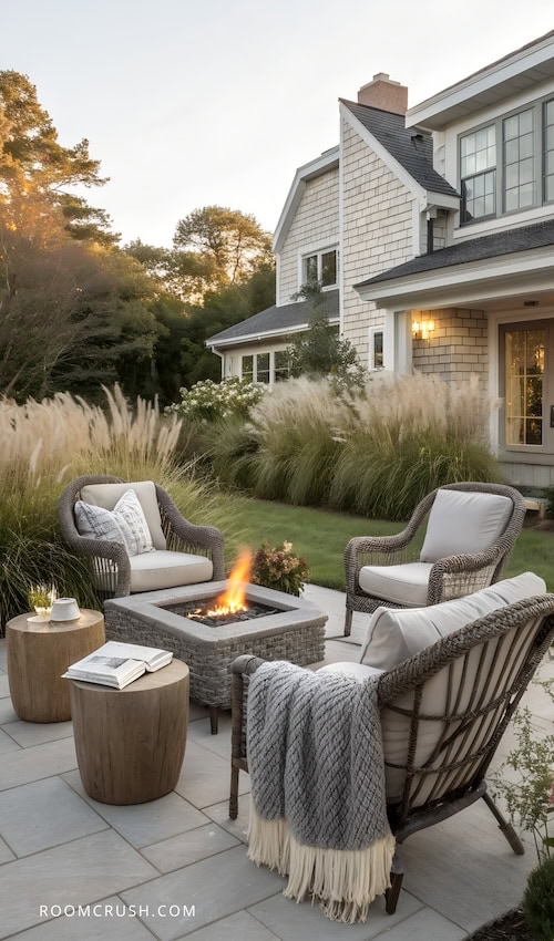 outdoor fire pit seating ideas - nancy myers patio