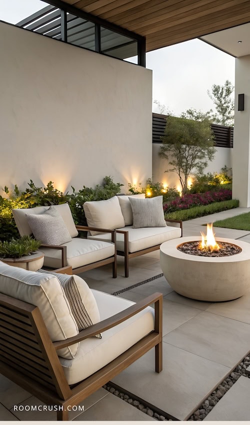 outdoor fire pit seating ideas - patio inspiration round firepit layout