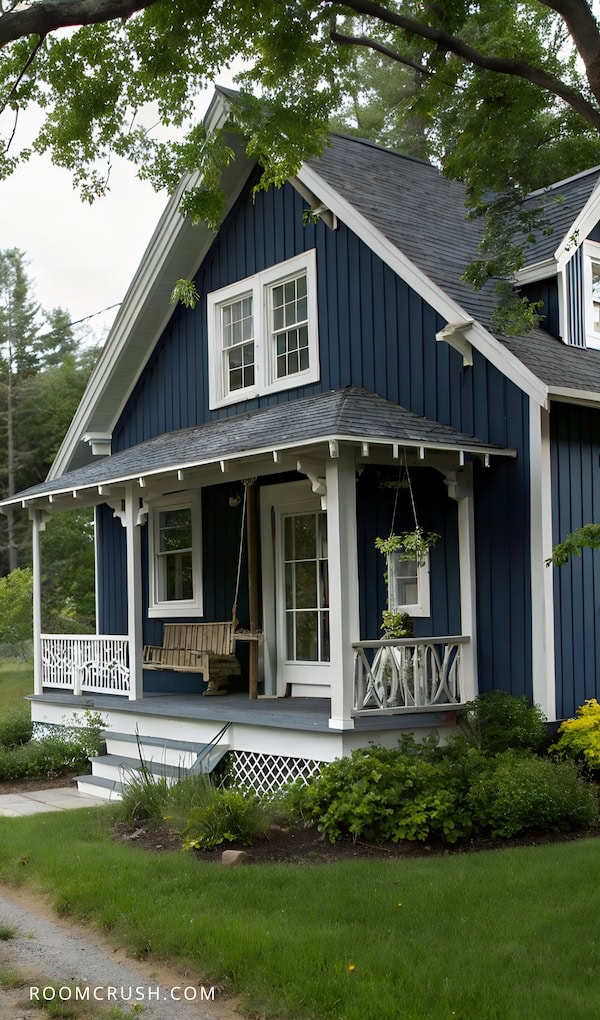 lovely dark blue exterior house paint cottage 