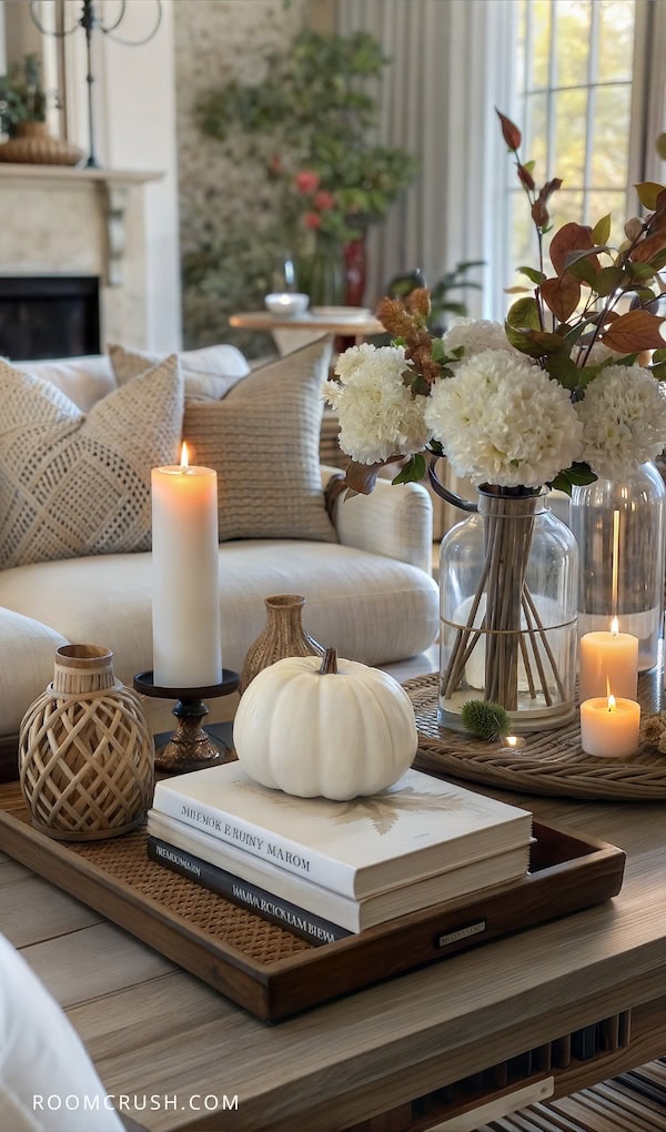 cozy Fall table decor styled like a nancy meyers living room