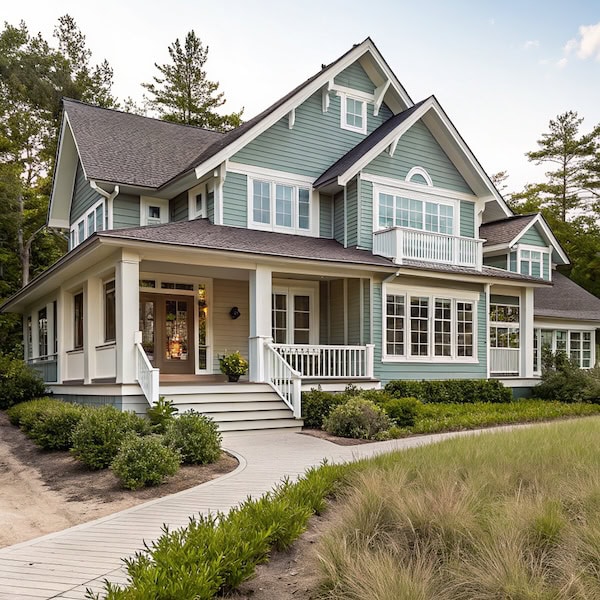 blue trending exterior paint colors-blue house